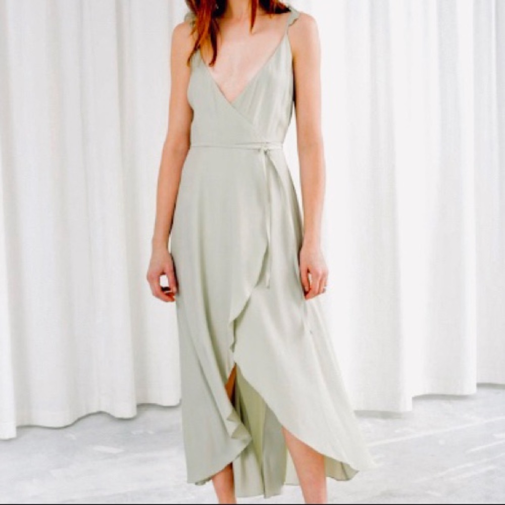 & Other Stories light green high low midi dress
